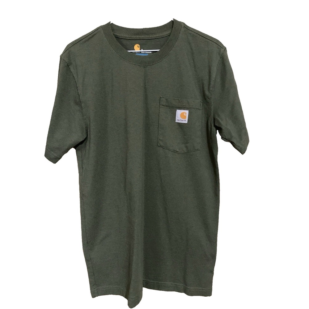 Carhartt T-Shirt Men's S Relaxed Fit Heather Green Workwear